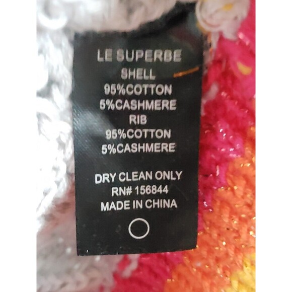 Le Superbe Cashmere Sweater Womens Large Gray Rainbow Sinbad  Cable  Knit - Picture 7 of 7